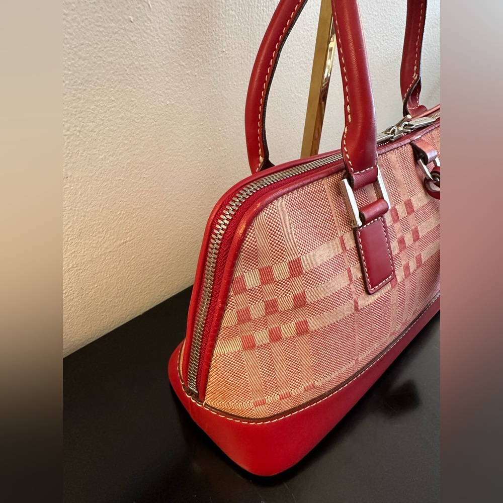 Burberry Red Nova Canvas and Leather Handbag - Picture 4 of 8
